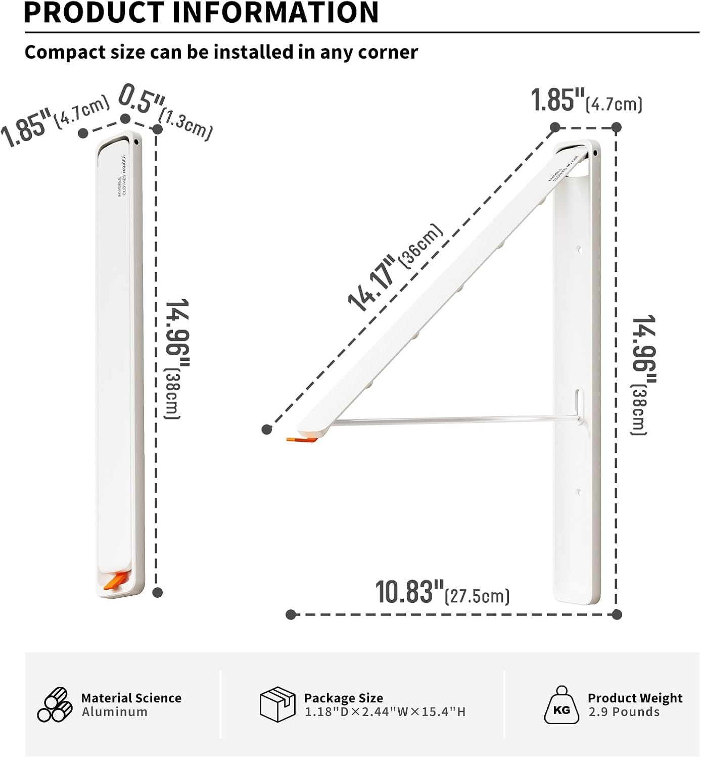 Clothes Drying Rack for Laundry Drying Rack Wall Mounted Clothes Hanger Rack Ret