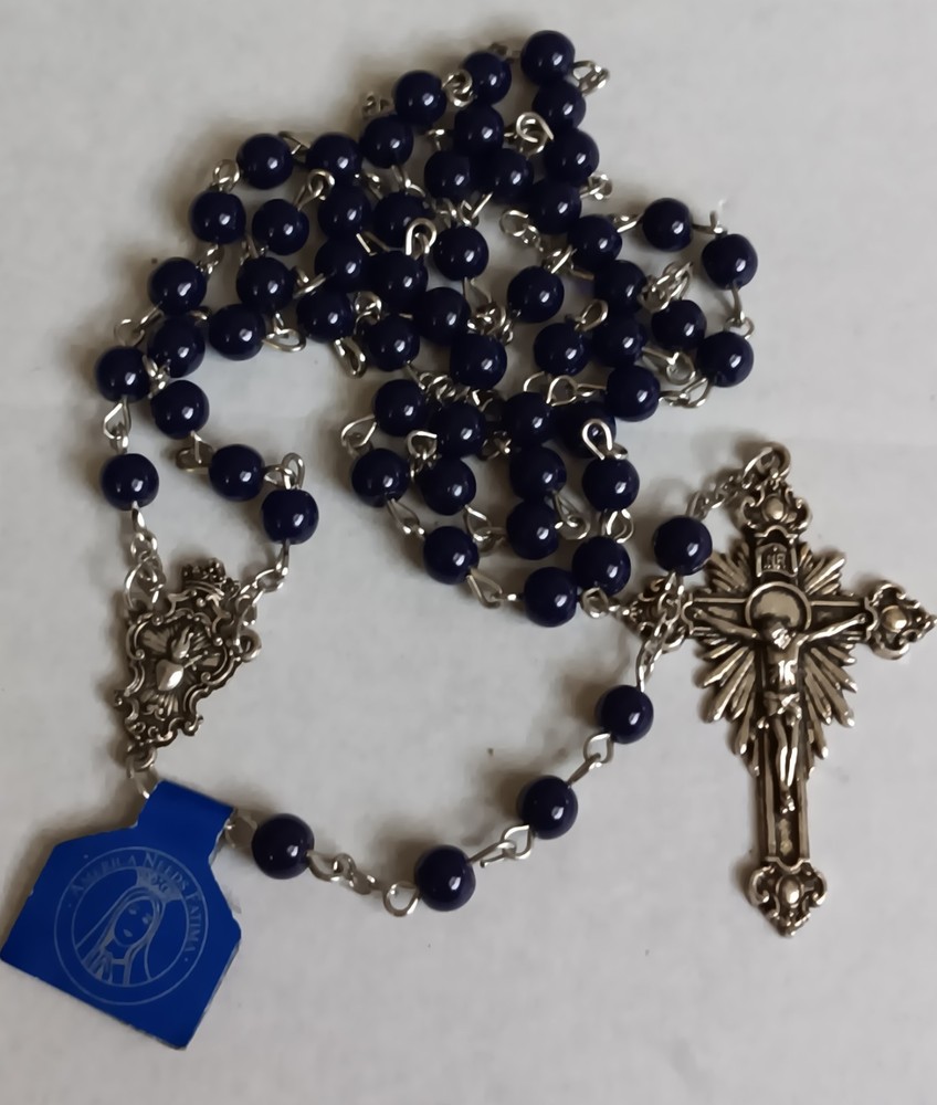 MADE IN ITALY ROSARY COBALT BEADS 26" NECK