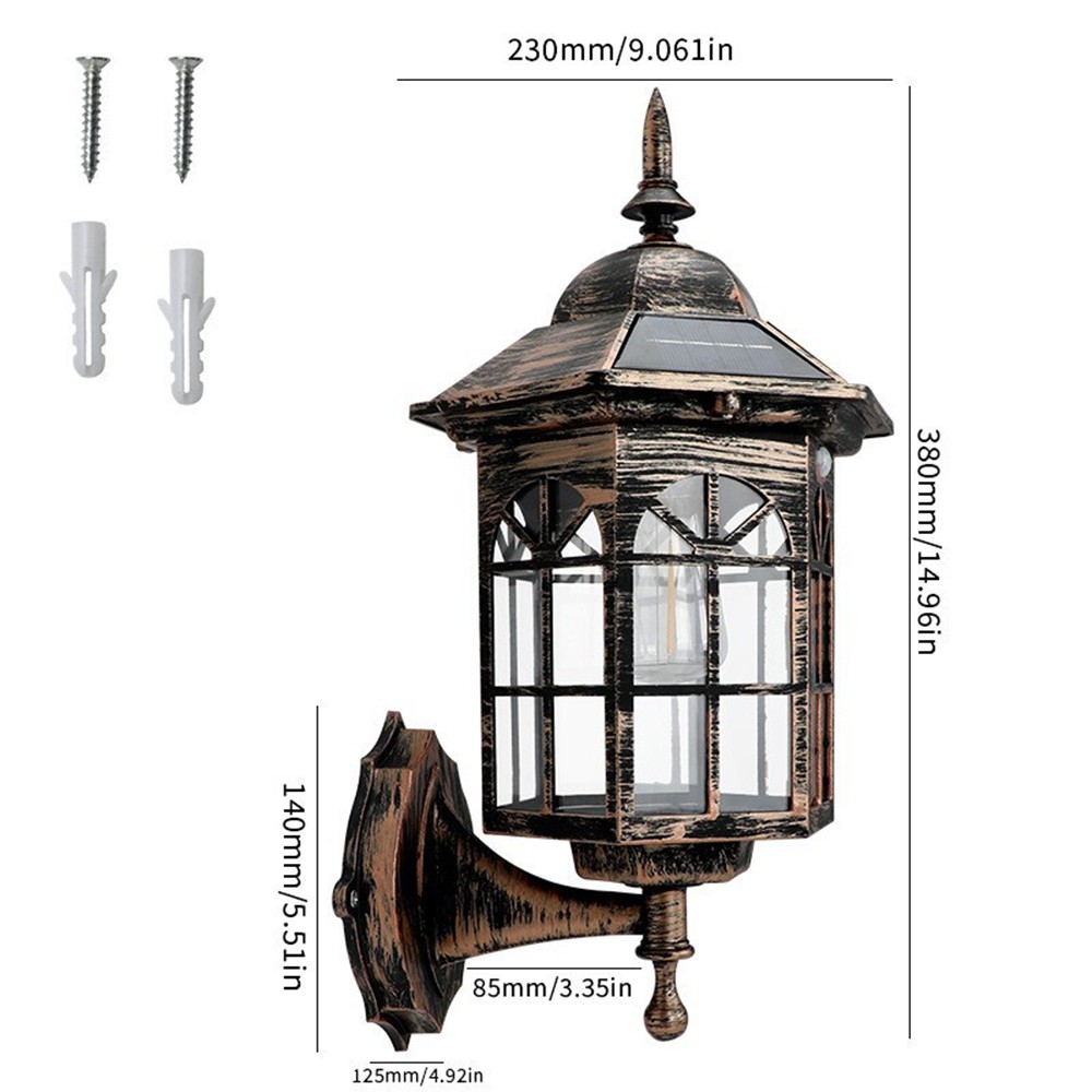 2PCS Solar Wall Lantern Light Dusk To Dawn LED Sconce Lamp Porch Outdoor Lamp