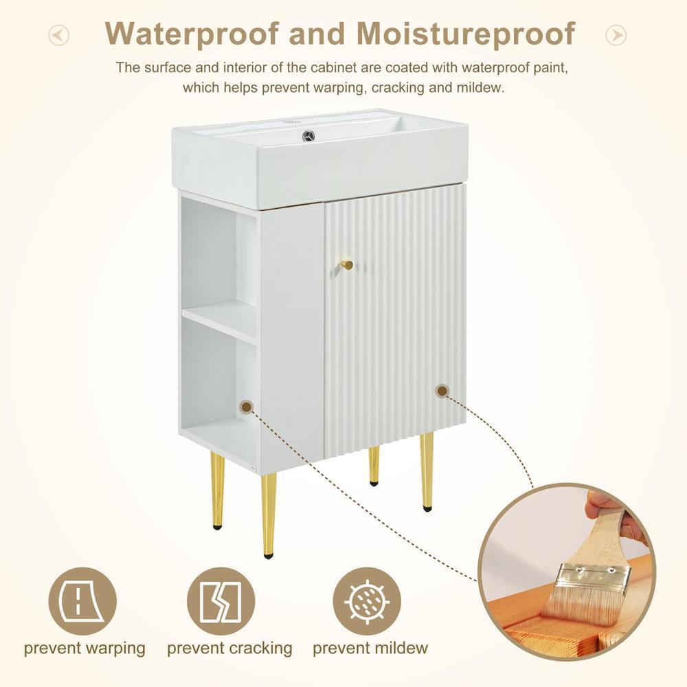 Bathroom vanity Single Ceramic Sink Combo Storage Cabinet w/Left Side Storage