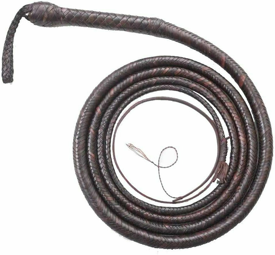 Real Leather Bullwhip 4‑16FT Handmade 16 Plait Braided Western Style Bull whip