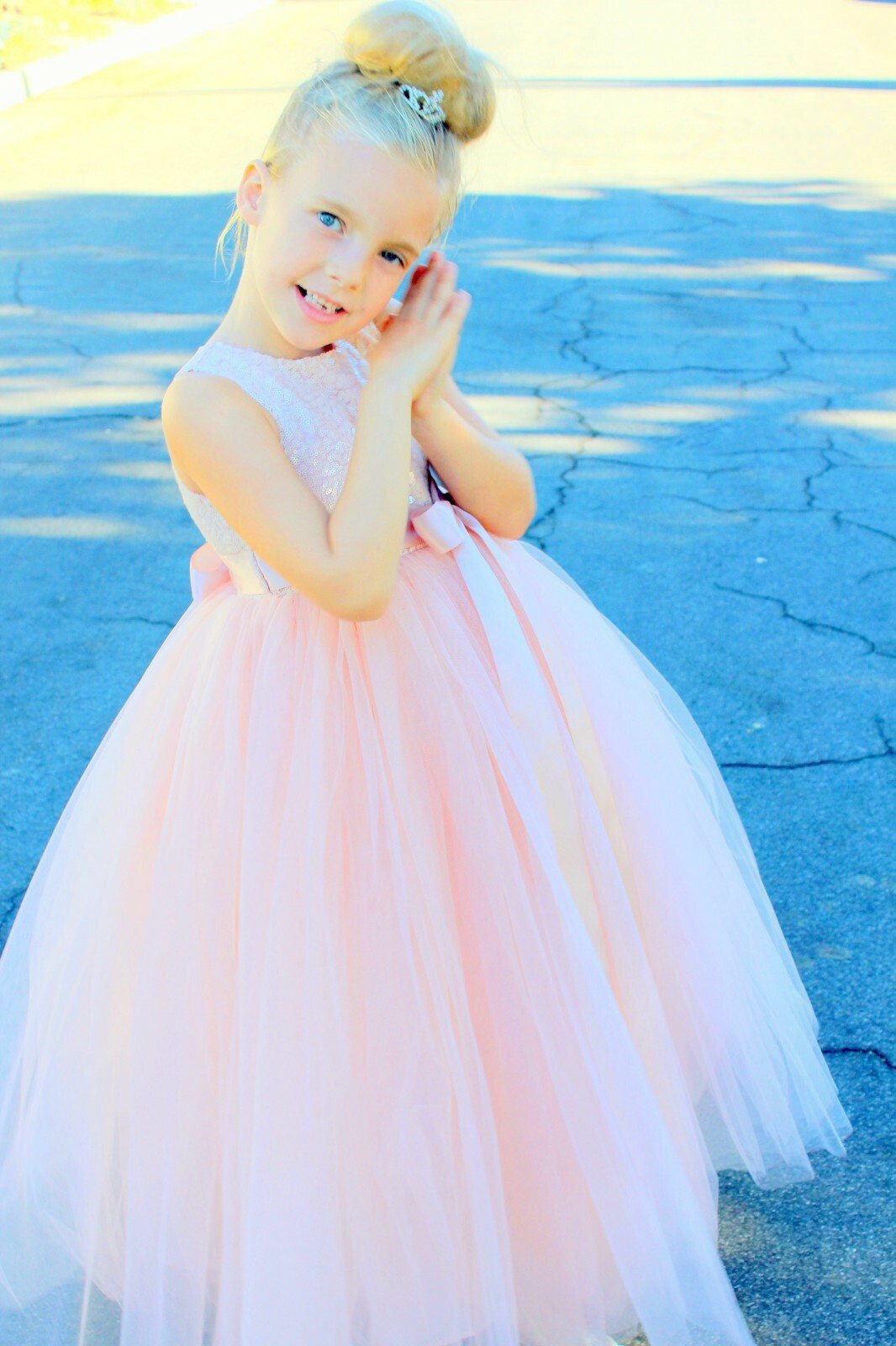 Sequin Heart Cutout Flower Girl Dress Formal Dress Father Daughter Dance Dresses