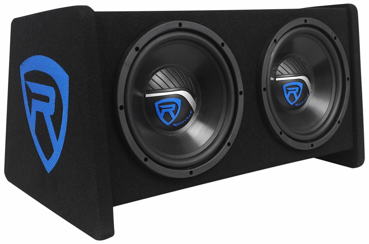 Rockville RV10.2B 1000w Dual 10" Car Subwoofer Enclosure+Mono Amplifier+Amp Kit