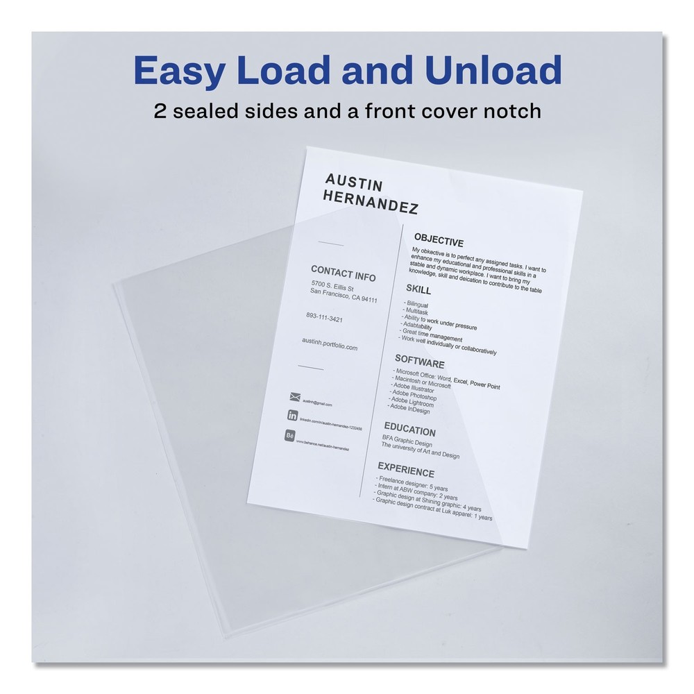 Avery® Clear Plastic Sleeves, Polypropylene, Letter, 12/Pack