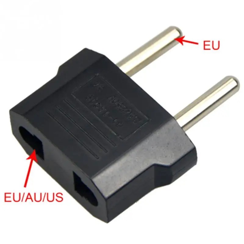 1Pcs EU Plug Adapter 2 Pin to EU 2 Round Pin Plug Socket Input AC 110V-250V 10A