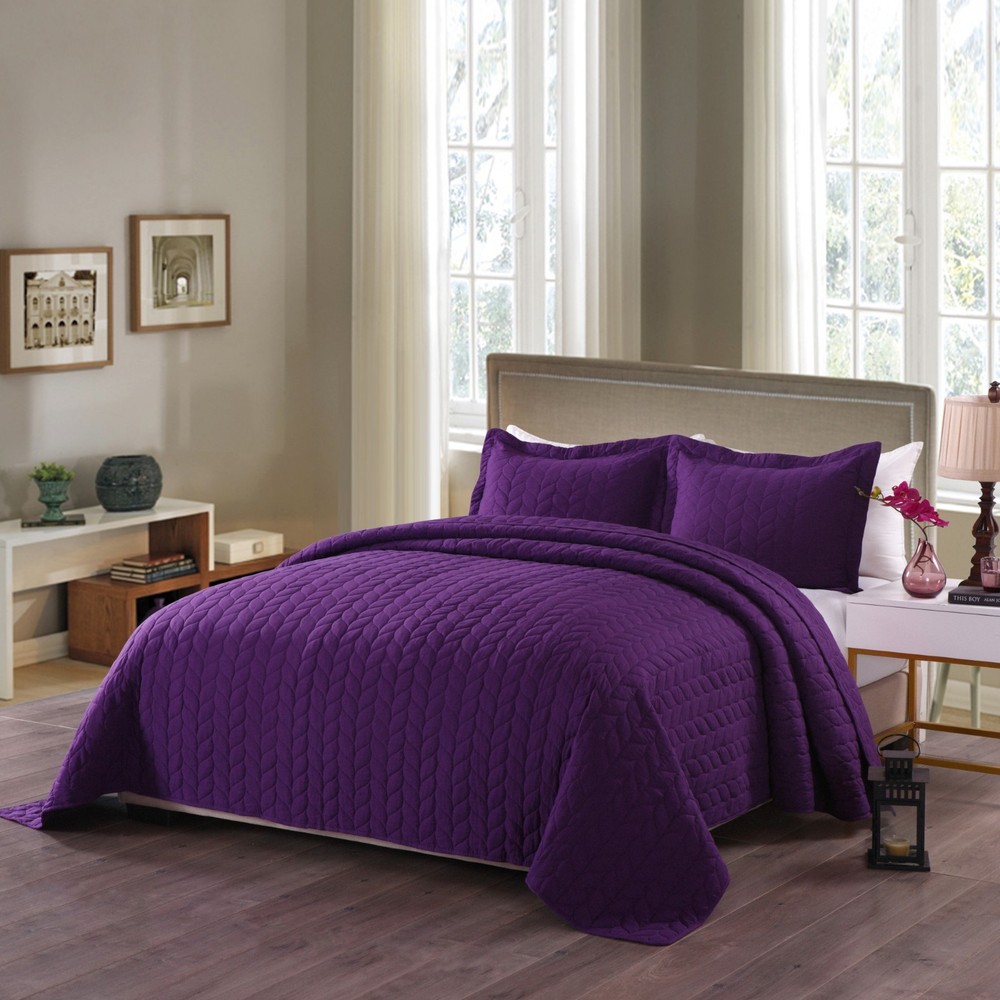 3 Piece Lightweight Bedspread Quilt Set Polyester Quilts Prewashed, Queen King