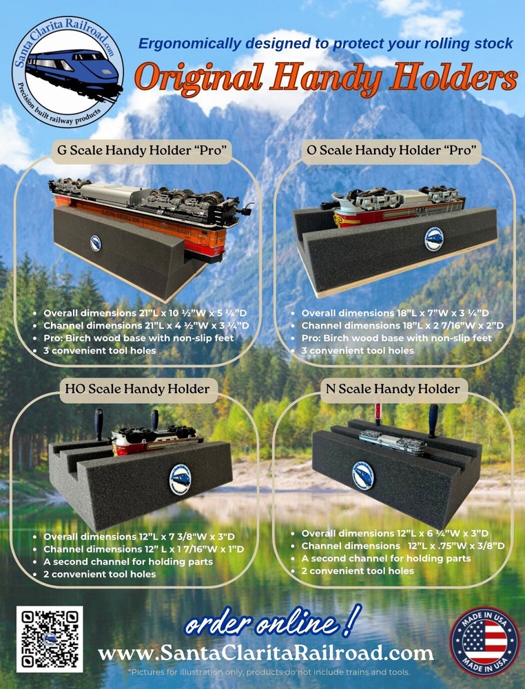G Scale “Pro Handy Holder” Foam Cradle With Wood Base .