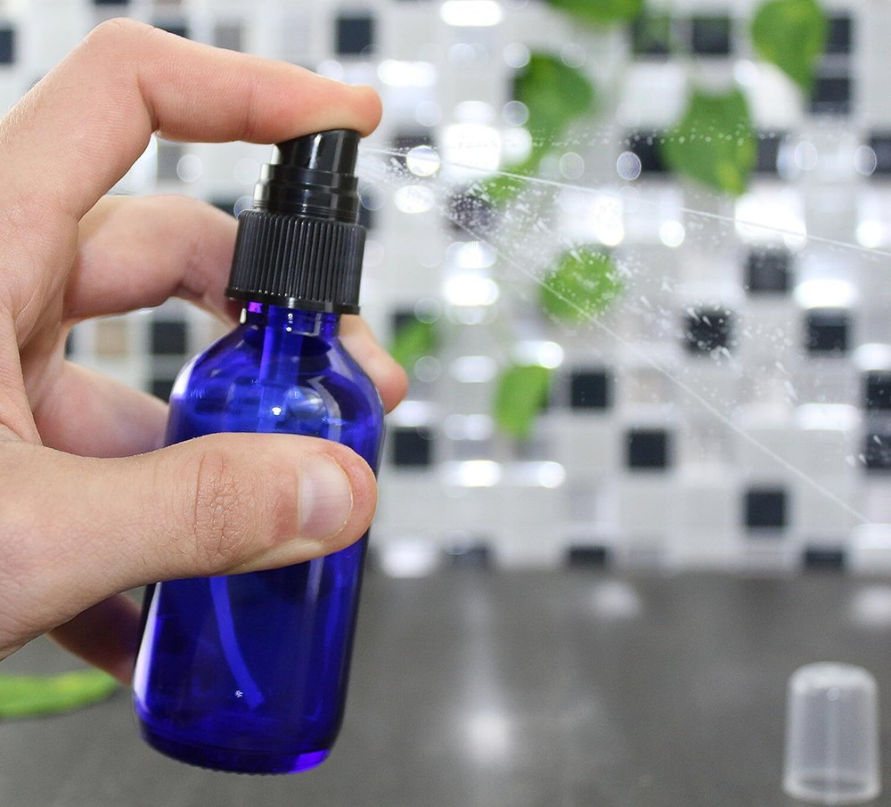 2 oz Cobalt Atomizer Bottles (4 Pack) Fine Sprayer Glass Essential...