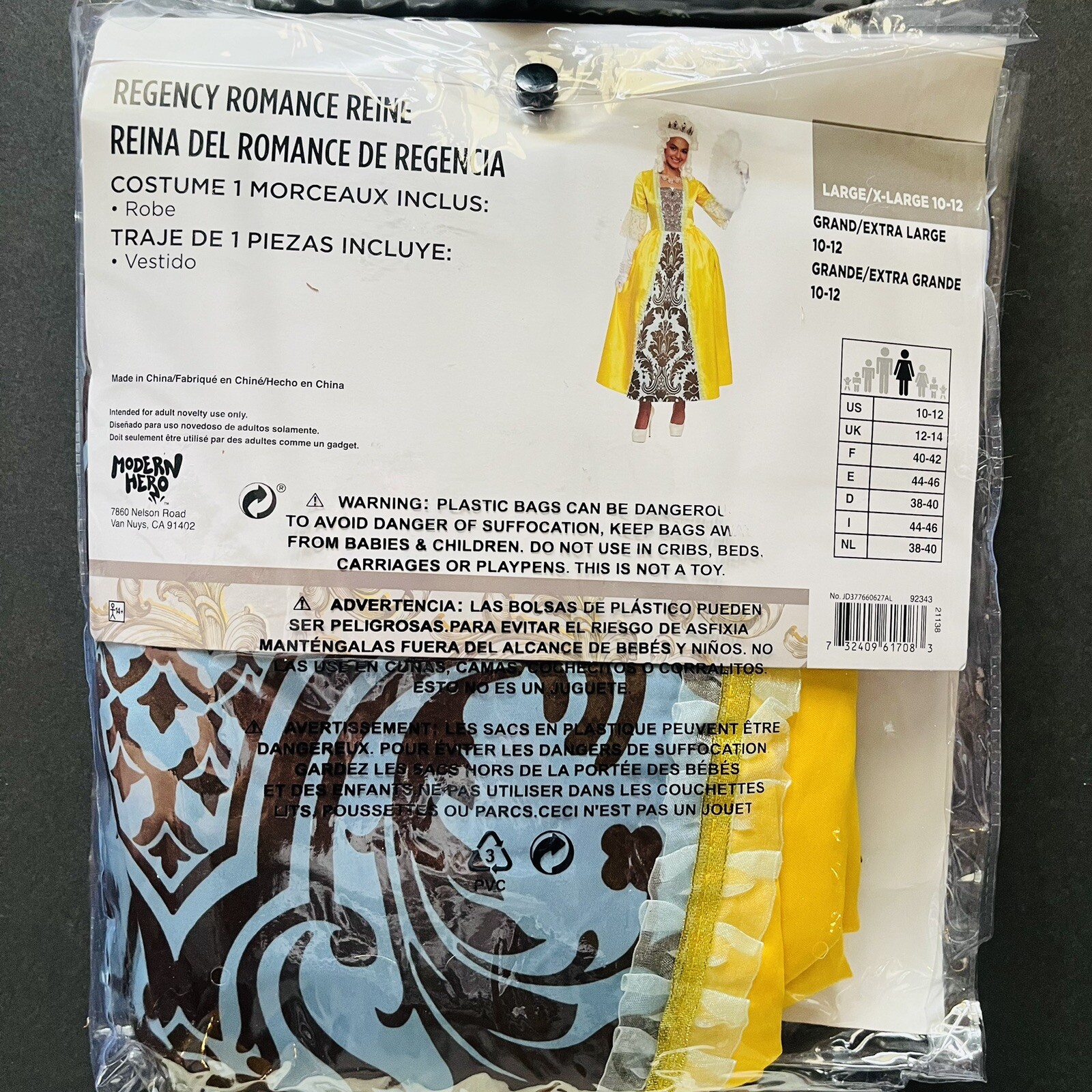 Regency Romance Queen Dress Royal Court Halloween Costume Womens Size L/XL 10-12