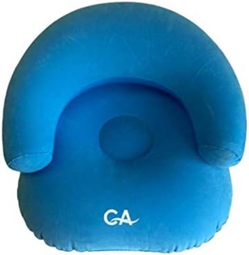 Inflatable Flocking Lounger Sofa Blue Portable Camping Relax Chair 23.5"x23.5...