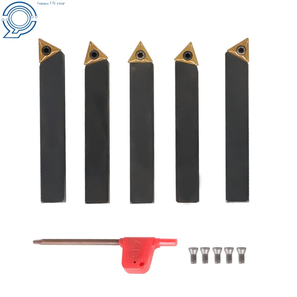 5 Pack 3/8" Carbide Indexable Turning Tool Lathe Tool Bit With Carbide Inserts