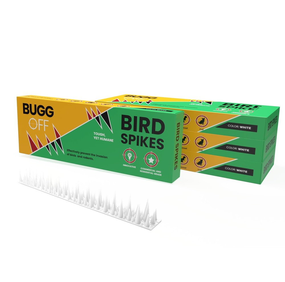BUGGOFF - White Bird & Rodent Spikes, Unique Spike Pattern effecitviely deter...