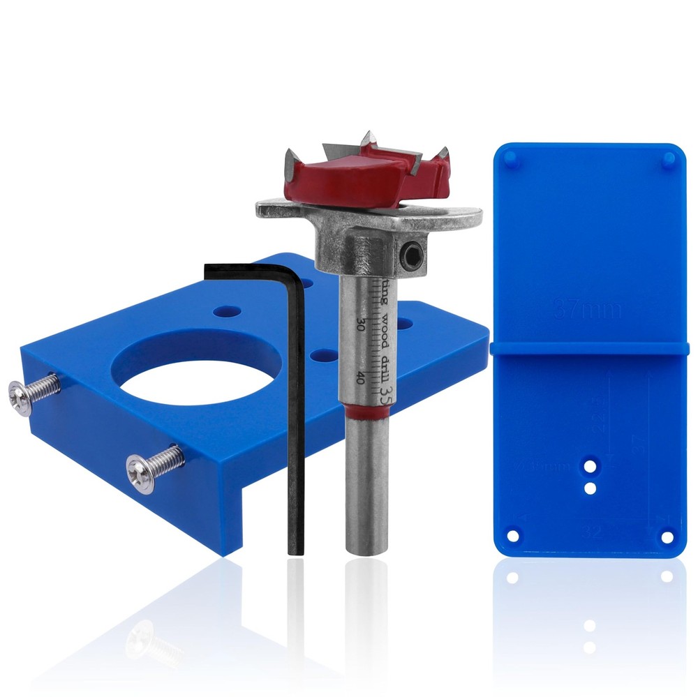 35Mm Concealed Hinge Jig Kit Adjustable Depth Carbide Forstner Drill Bit Hinge