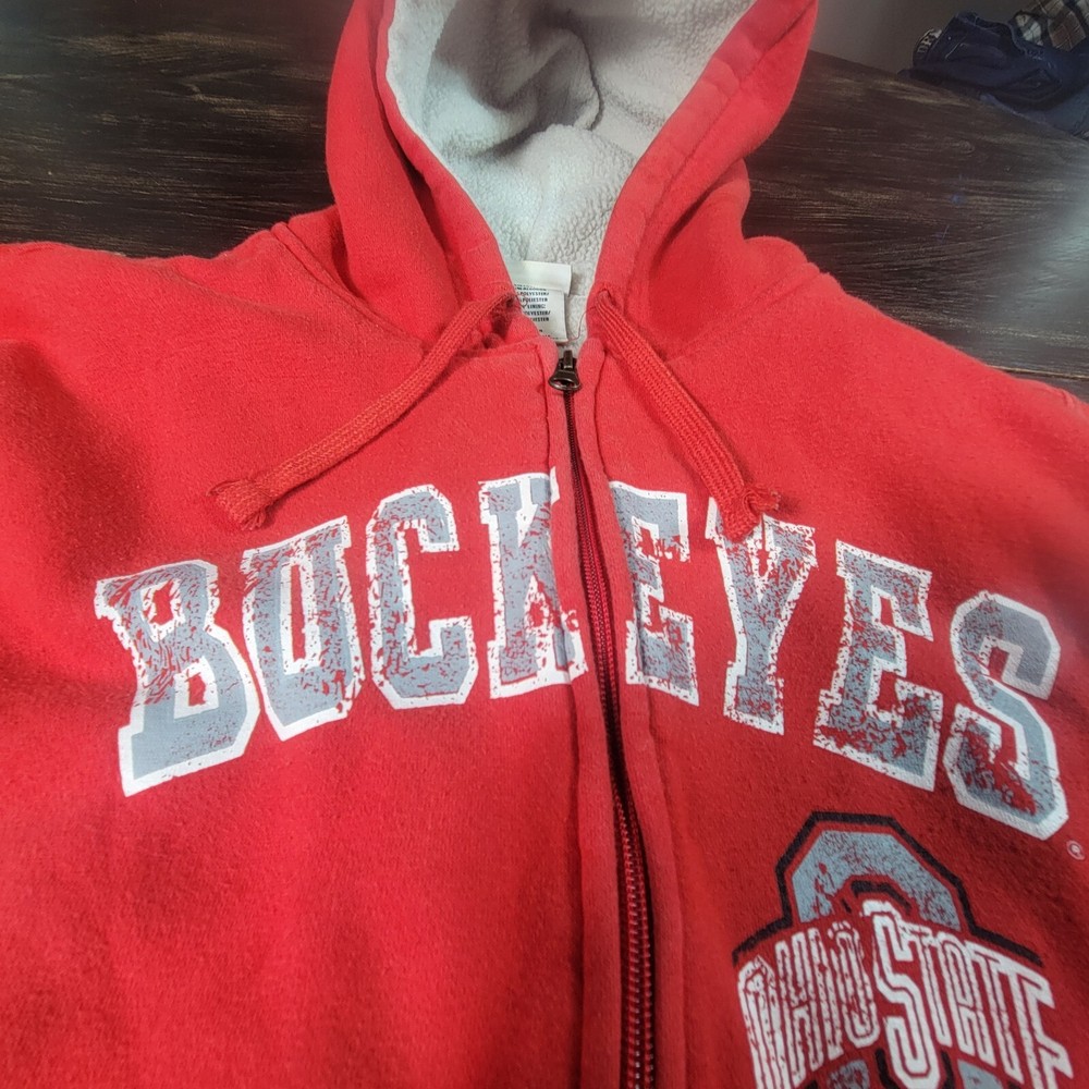 Ohio State Buckeyes Red Full Zip Jacket Size Youth Boys Medium *Notes