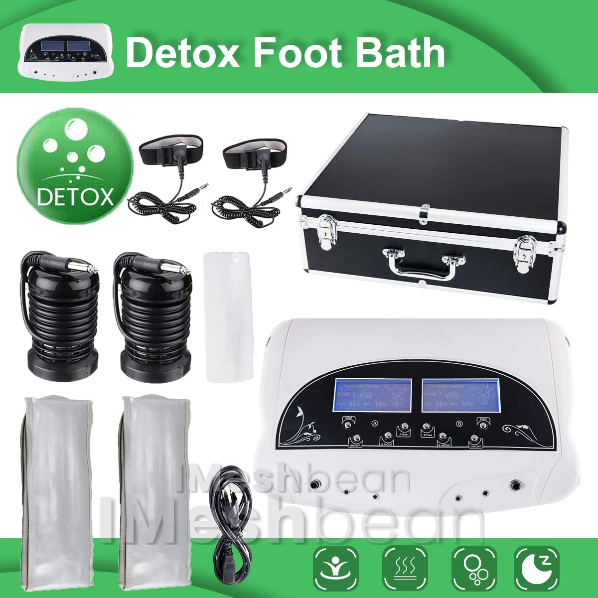 New Dual Foot Bath Spa Ion Detox Ionic Cleanse Machine Infrared Belt Large LCD