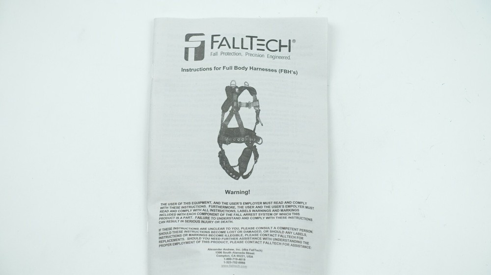7074BLX Falltech Contractor Plus Belted Fully Body Harness Size 2XL