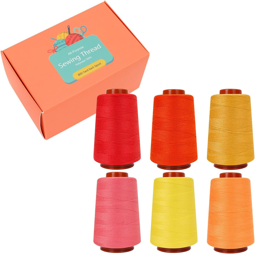 6 Pcs Sewing Thread, All Purpose Sewing Thread, 6 Spools Assorted Colors Each 80