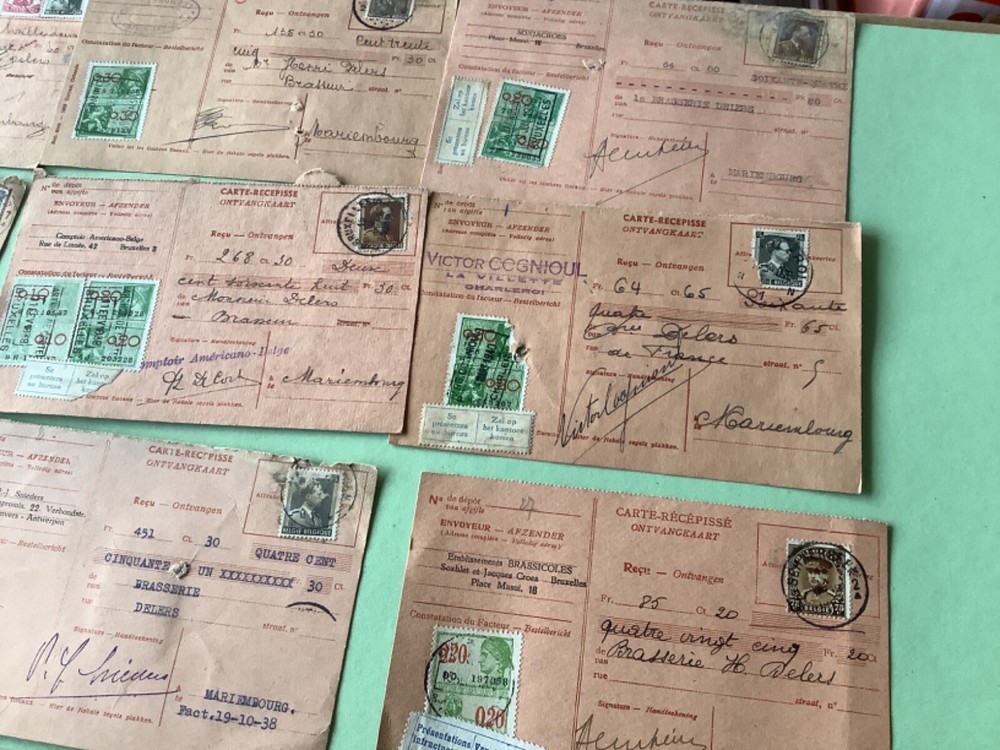 Belgium packet post receipt cards 12 items Ref A1973