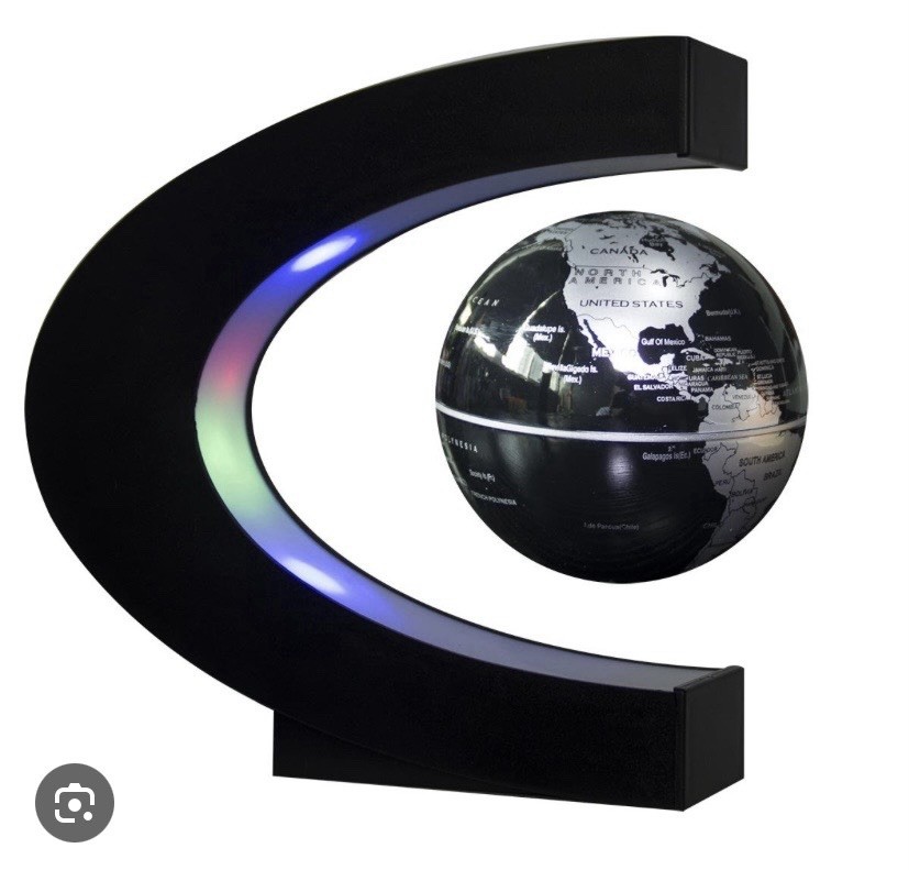 Modern Magnetic Levitating LED Tabletop Globe Black White Plastic Medium
