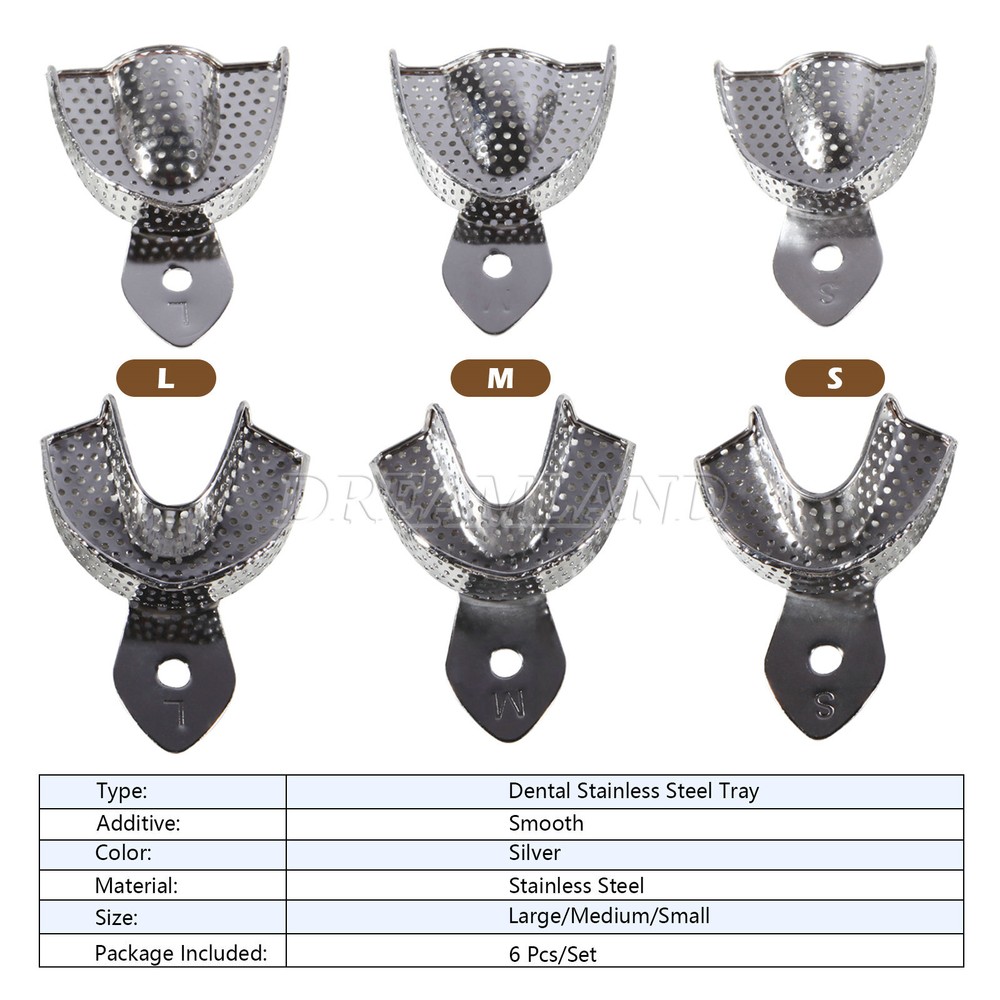 6 PCS Dental Impression Trays set PERFO Denture Instruments CE NEW