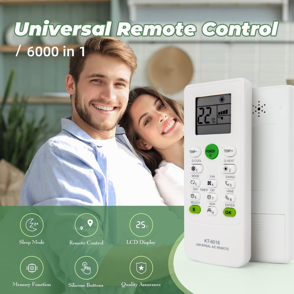 Universal AC Remote Control - 6000 in 1 LCD A/C Conditioning 6000 1, WHITE