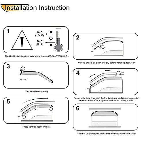 Side Window Visor Vent Rain Guard Deflector Replacement for 2004-2009 Mazda 3