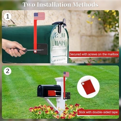 2 Pack Red Mailbox Flag Replacement Kit - Easy Install Metal Flags with Adhesive