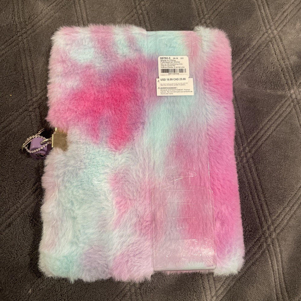 Fuzzy Diary/notebook, With Lock Letter/ Monogram “J” Tiedye