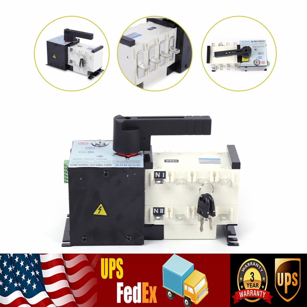 100AMP Dual Power Automatic Transfer Switch Changeover Isolation Generator USA