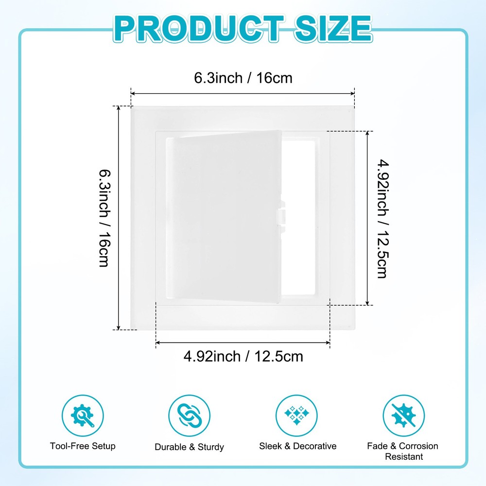 1-Pack Access Panel for Drywall, 4.9x5" Plastic Wall Hole Cover [White]