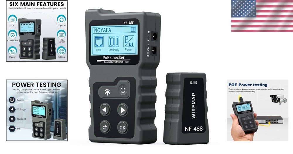 POE & Continuity Network Tester with Backlit LCD - Efficient & Lightweight