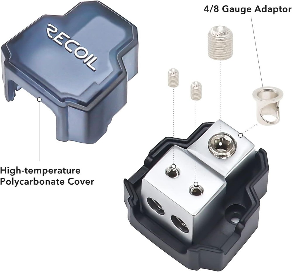 Compact 2-Way Power Distribution Ground Block for Multiple Amplifiers - 2 Count