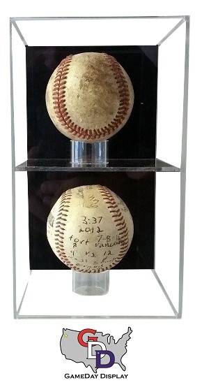 Wall Mount Double Baseball Display Case by GameDay Display UV Protecting USA