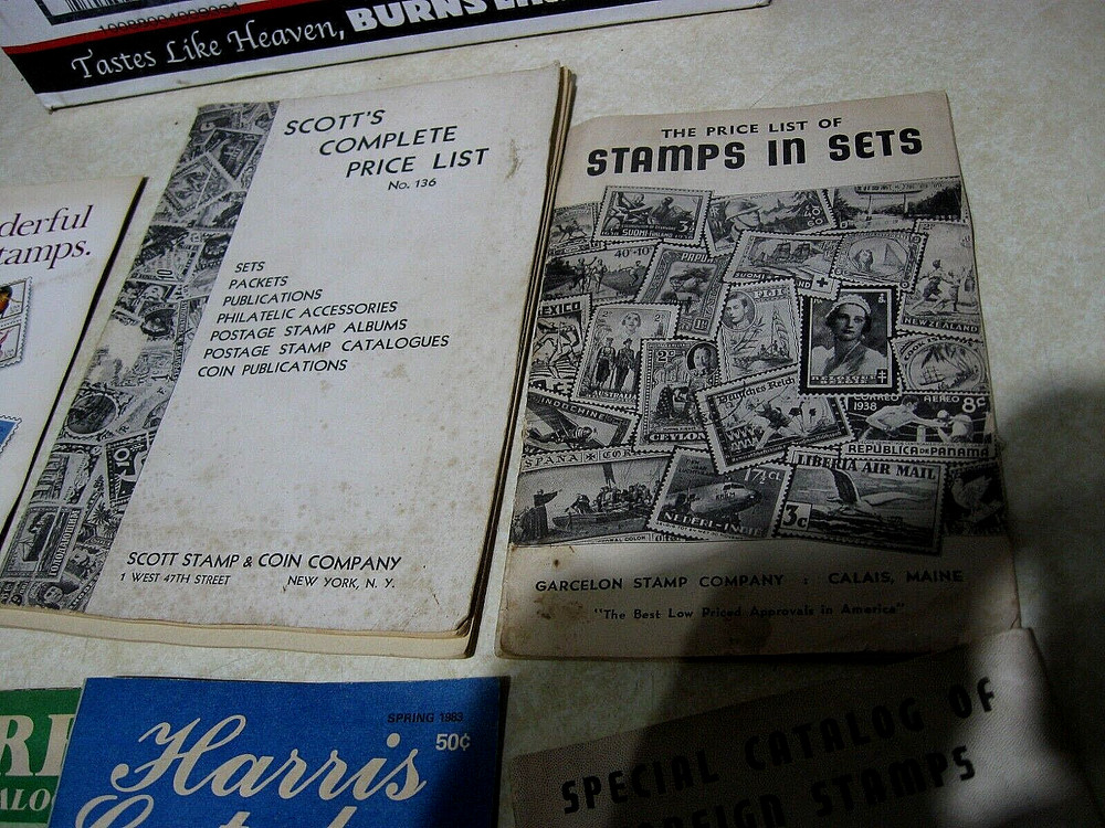 Lot of 12 USA Stamp Collecting Catalogs - HARRIS, SCOTT, KENMORE 1950's-1980's