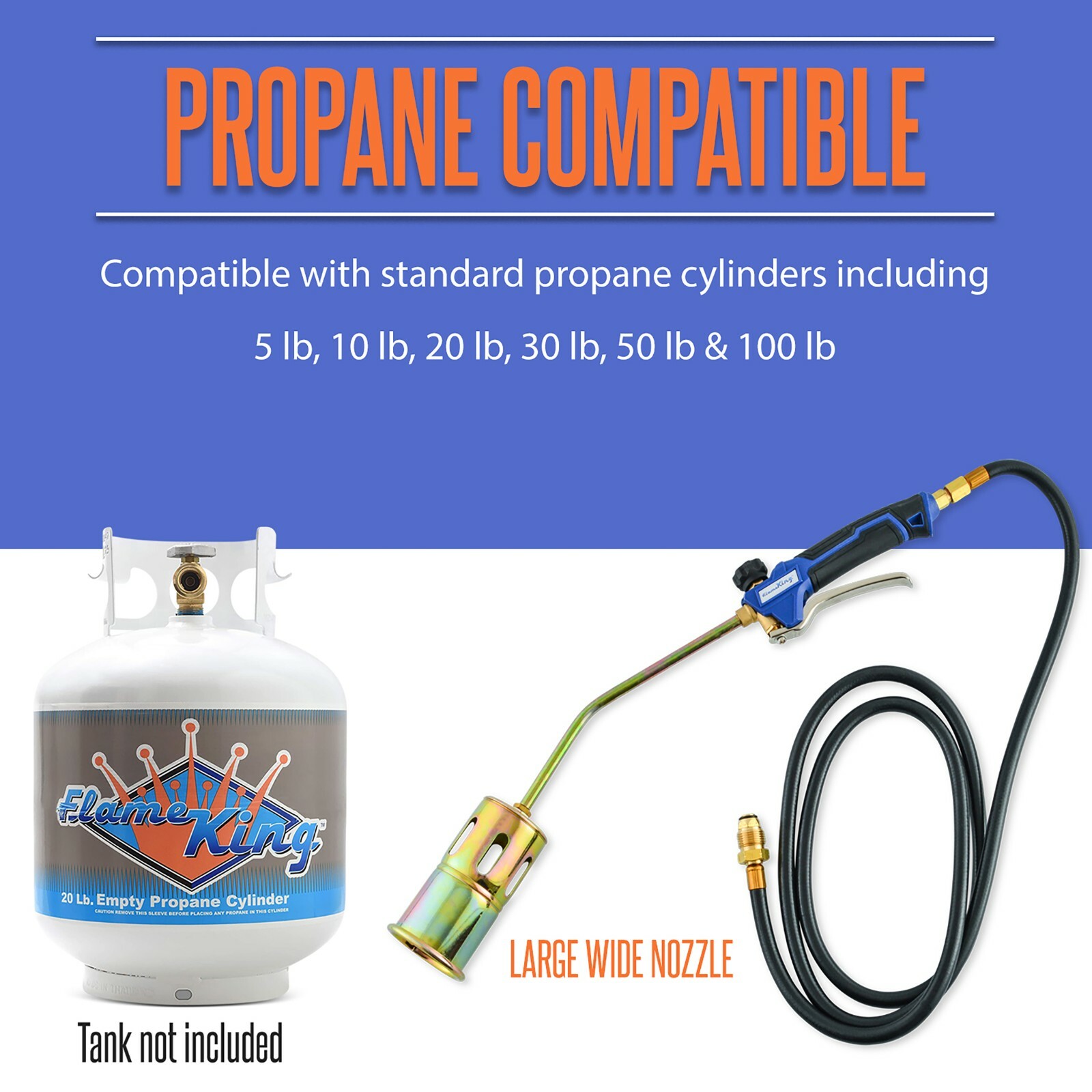 320,000 BTU Propane Torch Steel Nozzle with Turbo Blast Trigger and Flow Valve