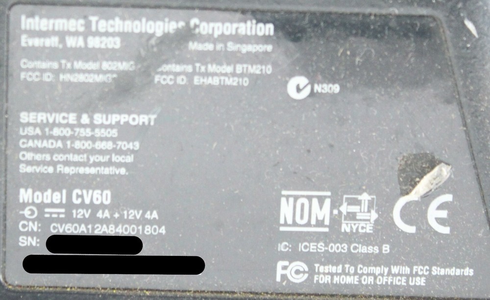 Intermec CV60 Vehicle Mount Data Terminal CV60A12A84001804