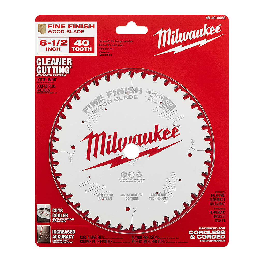 Milwaukee 48-40-0622 6-1/2-Inch 40-Tpi Carbide Fine Finish Circular Saw Blade