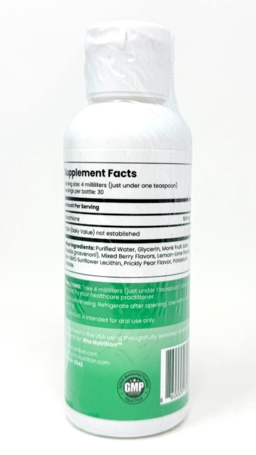 Rho Nutrition Liposomal Glutathione 4 oz / 120 mL - New/Sealed! Exp 9/2027