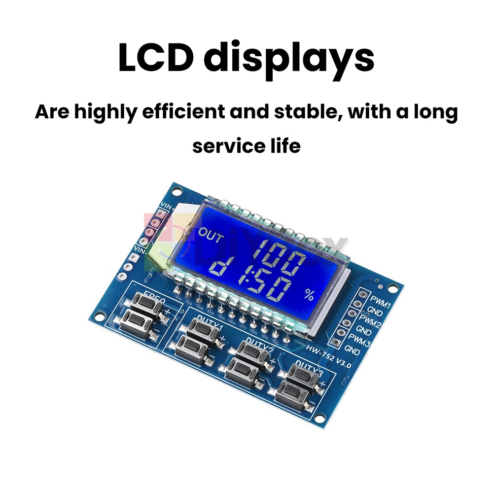 PWM Pulse Wave Frequency Duty Cycle Adjustable Module 3-Channel Signal Generator