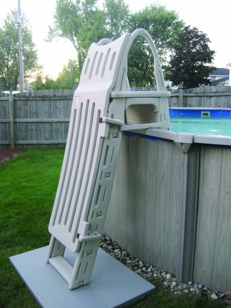 Confer 7200 Roll Guard A-Frame Above Ground Swimming Pool Ladder w/ Safety Gate