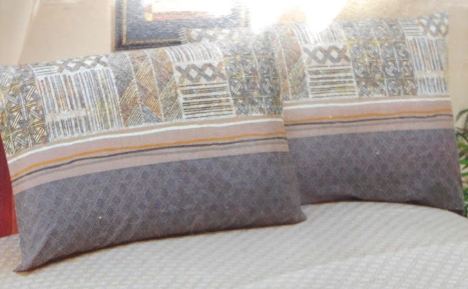DaDa Bedding Soft 100% Cotton Tan Striped Geometric Flat Sheet & Pillow Case Set