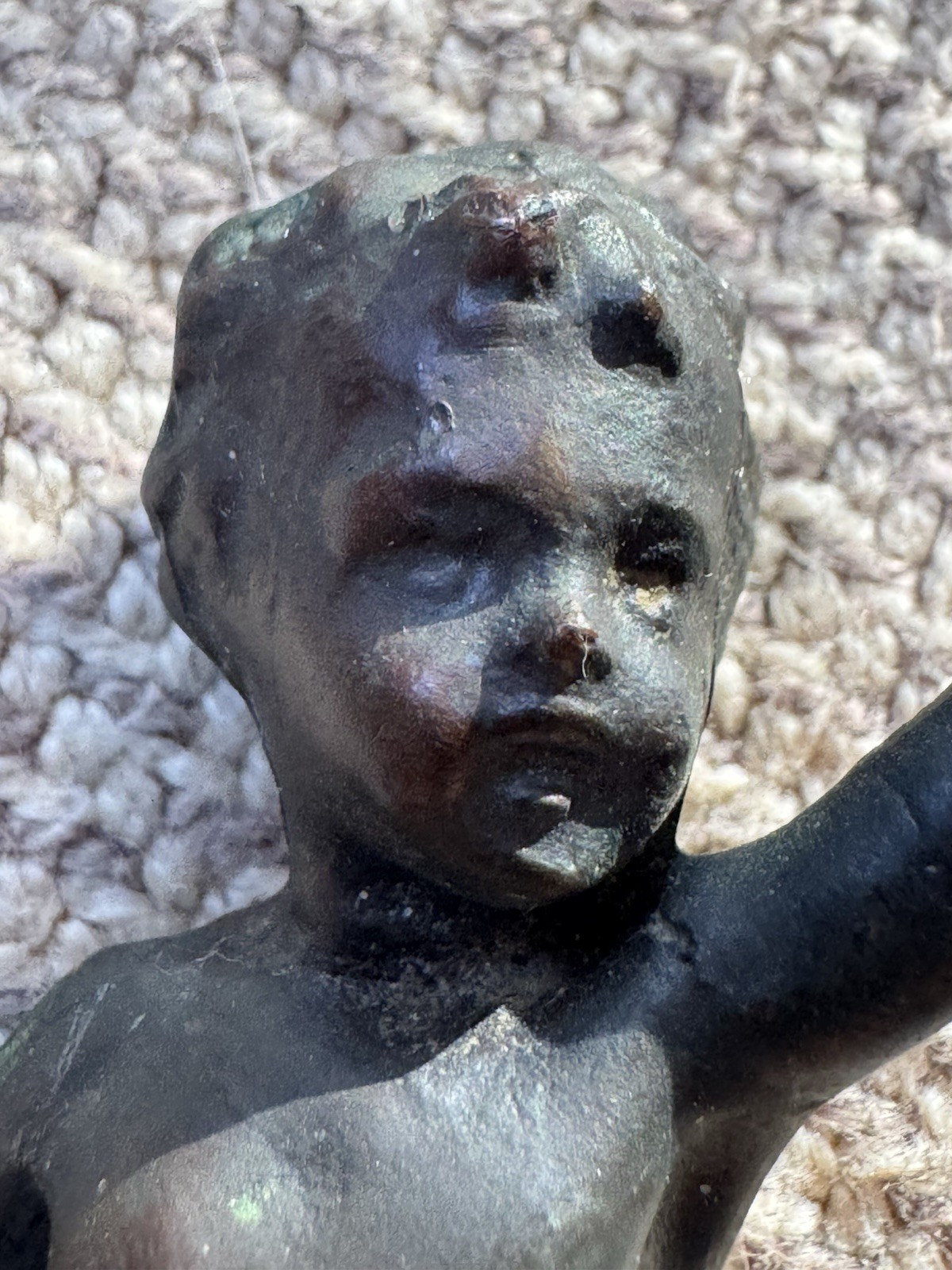 Antique Solid Bronze 3.5” Boy Cherub Figurine