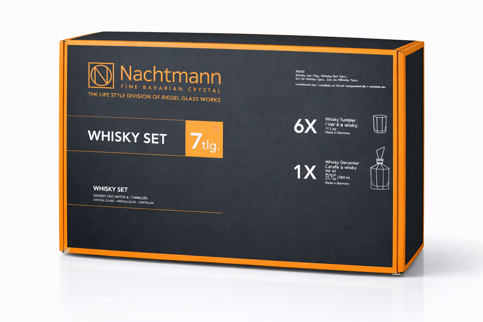 Nachtmann Aspen 7-Piece Whisky Decanter & Tumbler Set Lead-Free Crystal, 6 Glass