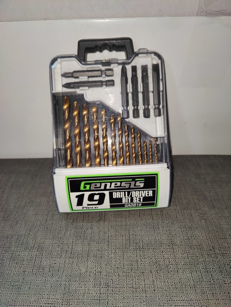 Drill/Driver Bit Set 19 Piece Genesis Gadb19-Titanium Coated Drill Bits-New