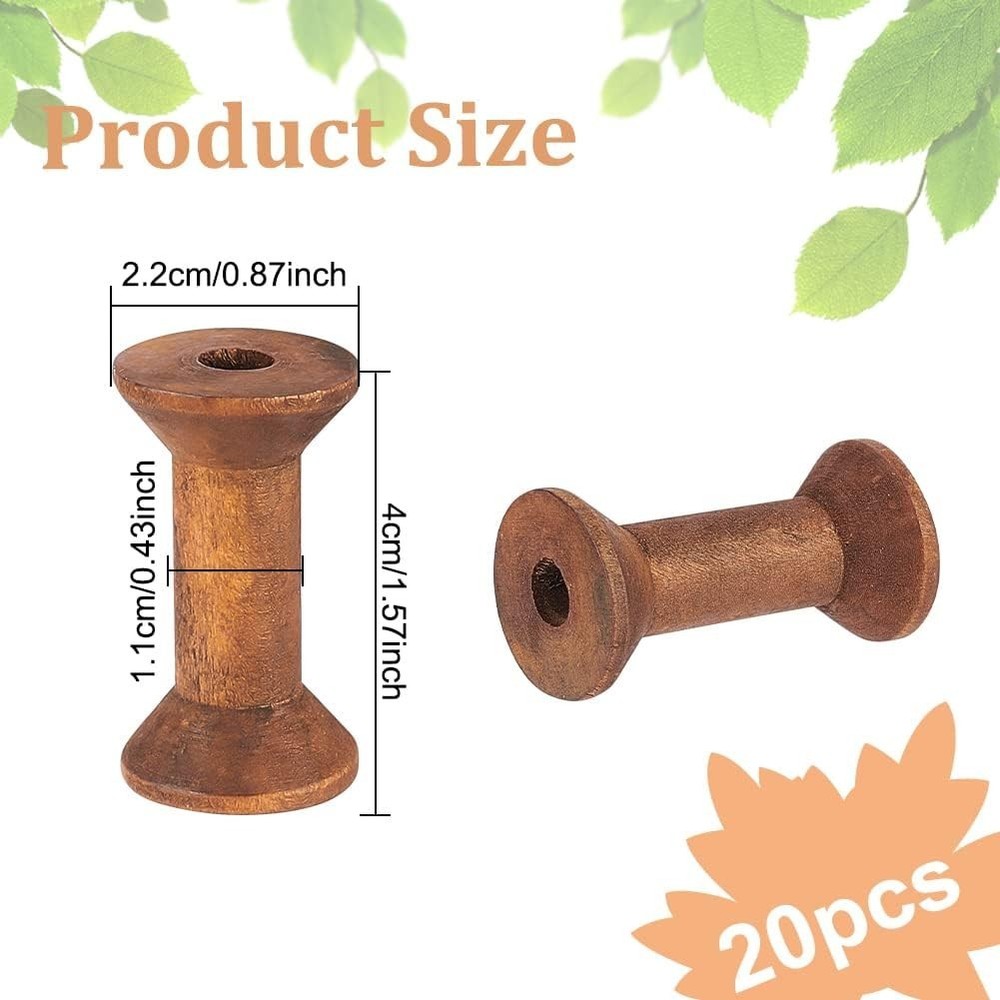 20Pcs Antique Wooden Empty Spools, 1.57"/ 40Mm Empty Thread Spools Woo
