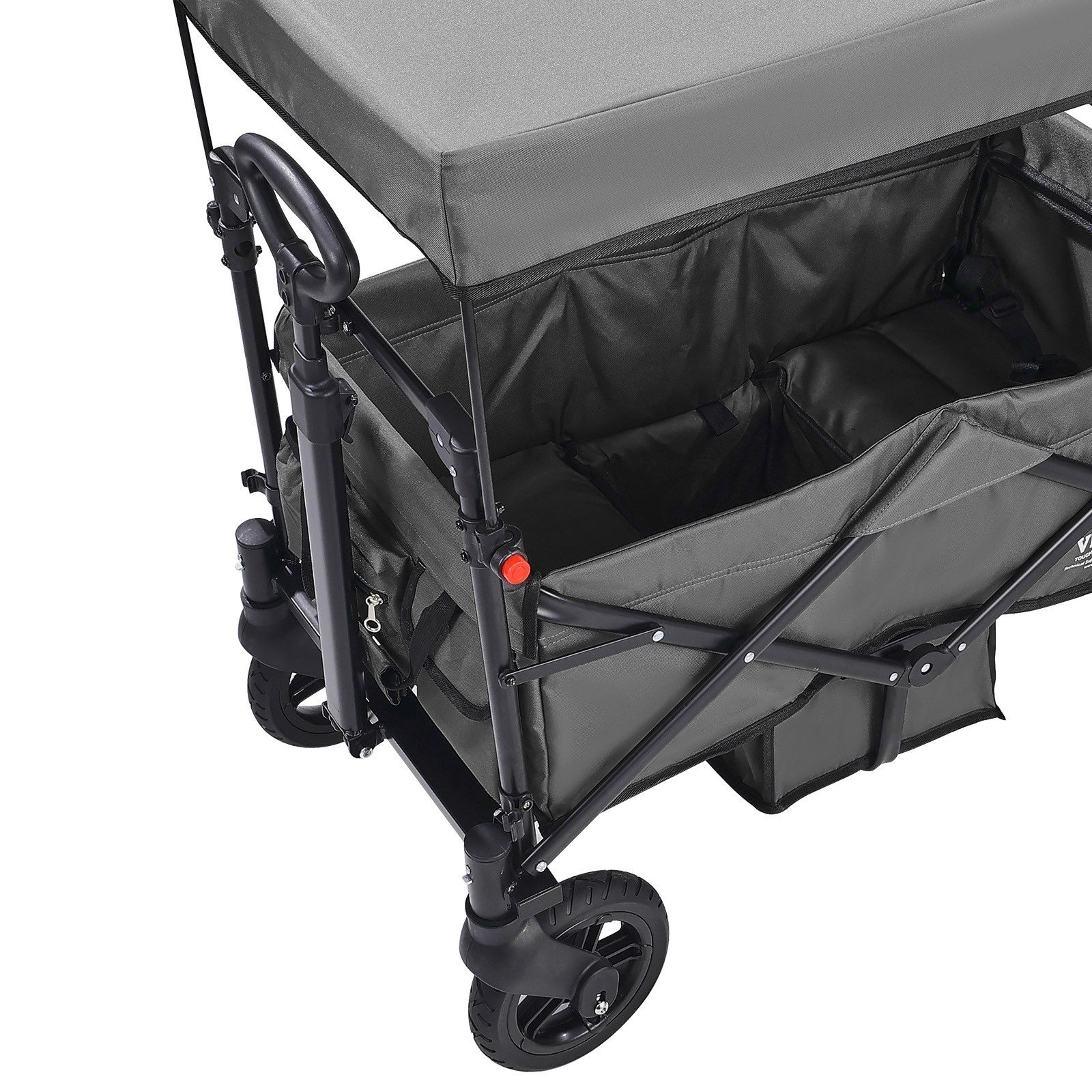 Wagon Stroller Collapsible Double Stroller for 2 Kids w/ Canopy Dark Grey