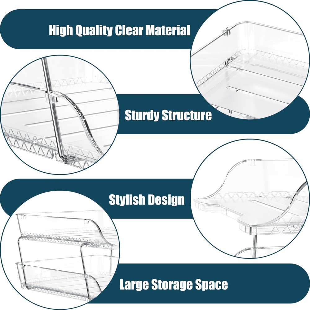 2-Tier Clear Stackable Letter Tray Organizer – Desktop File Holder for A4/Let...