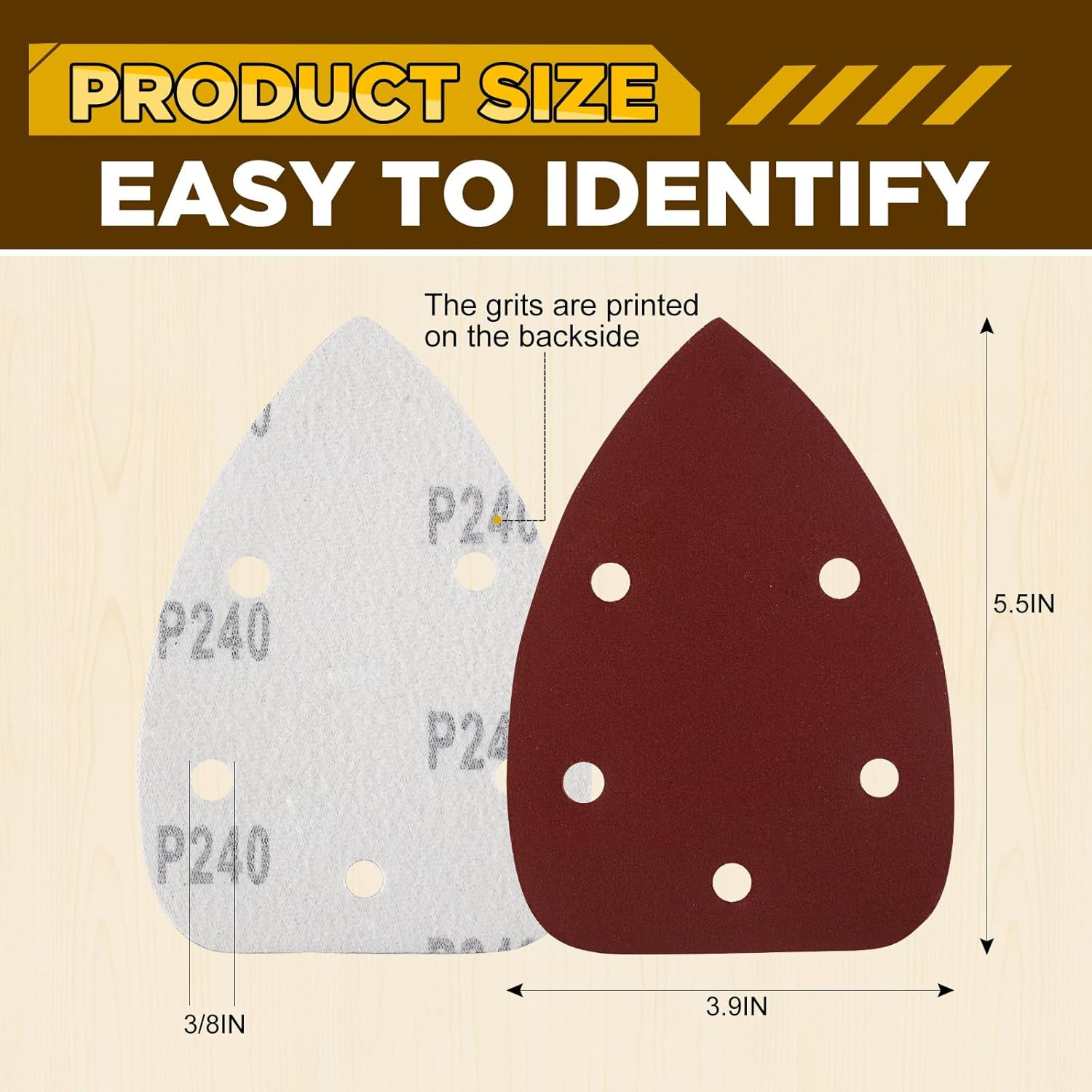 55Pcs Mouse Detail Sander Sandpaper Premium Triangle Sanding Pads 9 Grits 40-800