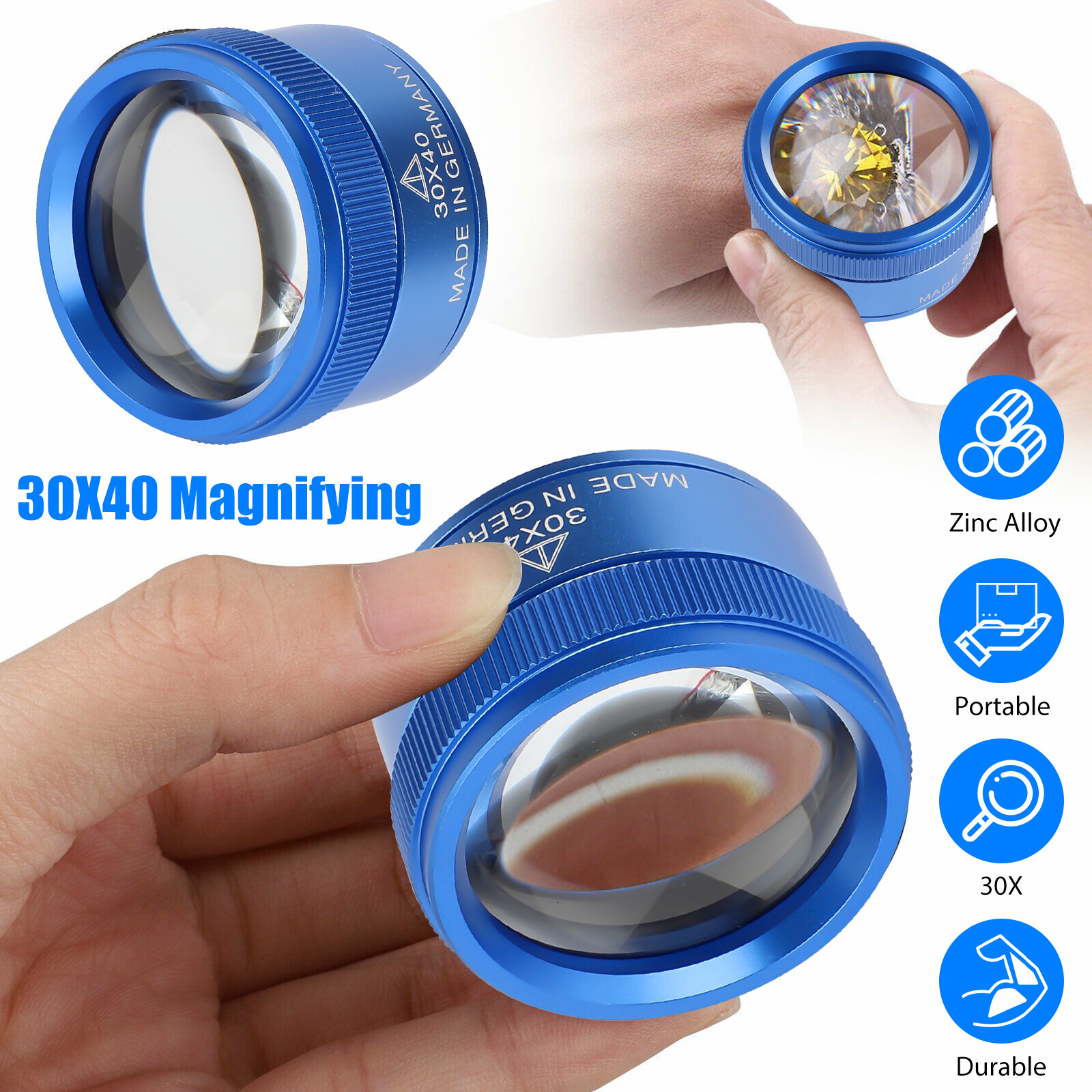 30X Jewelers Loupe Magnifier Light Jewelry Eye Loop Pocket Magnifying Glass Tool
