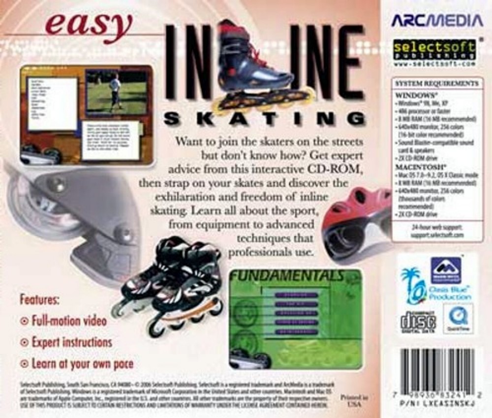 Easy Inline Skating Tips Techniques Video Instruction PC Software Sealed New